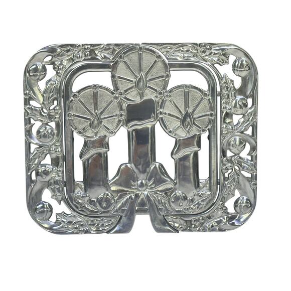 Lenox Yuletide Metal Holiday Vintage 1980's Expandable Trivet 8 x 13 - Picture 1 of 9